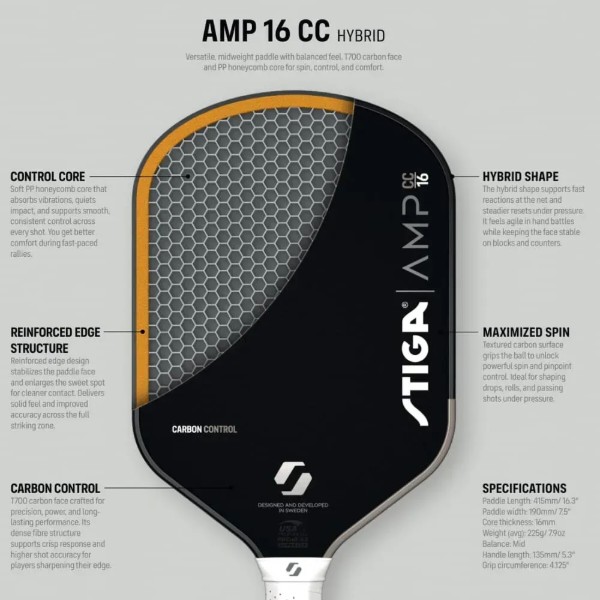 Фото - Ракетка для пиклбола Stiga AMP CC 16 Hybrid (3202-0318-02)